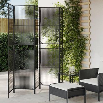 vidaXL Biombo De 5 Paneles Rat&aacute;n Sint&eacute;tico Negro Vidaxl