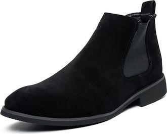 Generic Mens Chelsea Boots Casual Classic Comfy Slip-On Suede Chukka Mens Ankle Boot,Black,10.5 UK