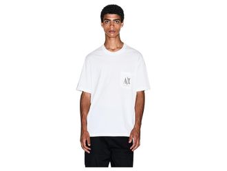 A|X Armani Exchange Icon Pocket Logo T-Shirts Mens T Shirt White : MD, Cotton