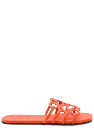 Loewe Petal Anagram Leather Sliders - Orange - 40 (IT40/ UK7)