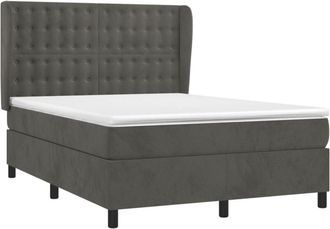 vidaXL Cama Box Spring Con Colch&oacute;n Terciopelo Gris Oscuro 140x190 Cm Vidaxl