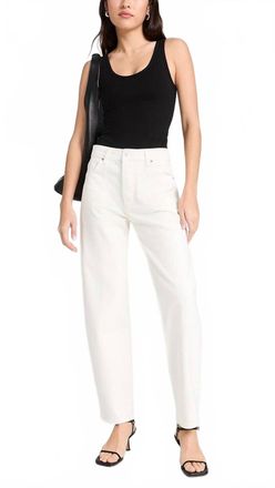 Paige Alexis Tonal Slight Barrel Jeans In Ecru