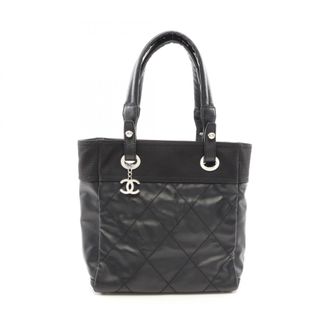 Chanel Black Leather Nylon Canvas Handbag Tote Bag (Pre-Owned)