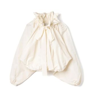 Patou Grosgrain Puff Sleeve Faille Top - female - Patou - Blouses - White - M - Blouses & Shirts