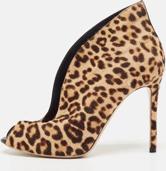Gianvito Rossi Beige/brown Leopard Print Calf Hair Vamp Boots