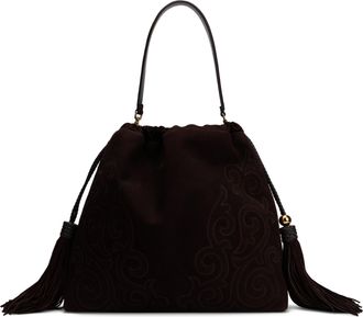 Etro Womens Leather Handbag With Tassels Brown Goat Handbags Hand Bags