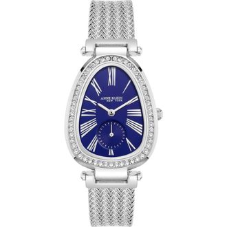 Anne Klein Crystal Mesh Strap Bracelet Watch, 28mm x 40.5mm in Silver/Blue at Nordstrom Rack
