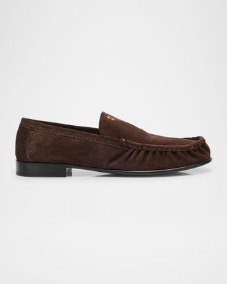 Miu Miu Suede Ruched Mocassin Loafers