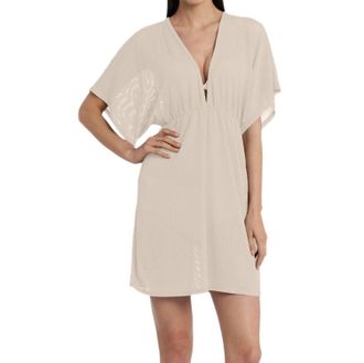 Jordan Taylor Gofret Dolman Sleeve V-Neck Tunic In Jor Beige