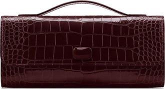 Jeffrey Levinson Alex clutch met krokodillen-reli&euml;f - Bruin