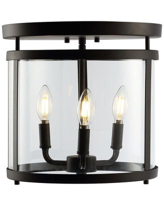 Jonathan Y Designs Jonathan Y Designs Ciel Simple Farmhouse 12 5 3 Light Metal Glass Rustic Vintage Led Flush Mount