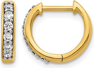 Diamond2Deal 14k Yellow Gold 1/4 ct Lab Grown Diamond Hinged Hoop Earrings VS Clarity, G-H Color