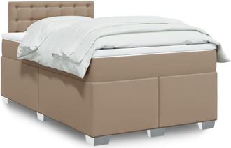 vidaXL Vidaxl - Cama Box Spring Con Colch&oacute;n Cuero Sint&eacute;tico Capuchino 120x190cm