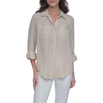 DKNY Tencel Lyocell Chambray Button-Up Shirt in Light City Khaki at Nordstrom Rack, Size X-Small
