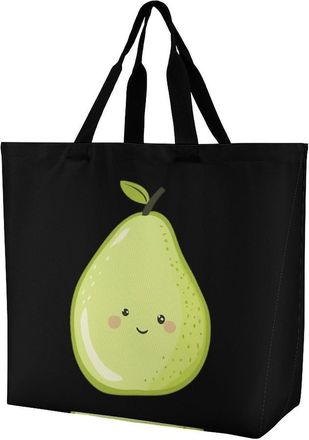 Generic Pear Fruit Reusable Shopping Bags Large Capacity Grocery Bag Heavy Duty Tote for Women 40x40x16cm