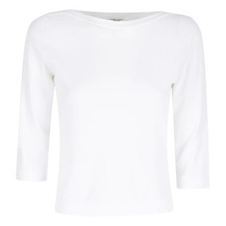 Roberto Collina Long Sleeve Tops, female, White, Size: XS Boat-neck Sweater