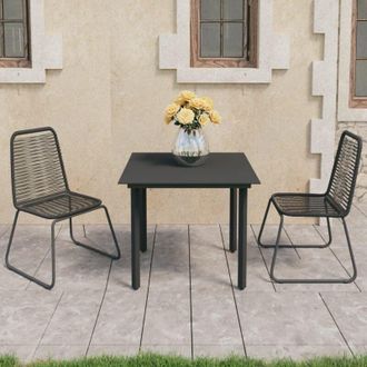 vidaXL Set De Comedor De Jard&iacute;n De 3 Piezas Pvc Rat&aacute;n Negro Vidaxl
