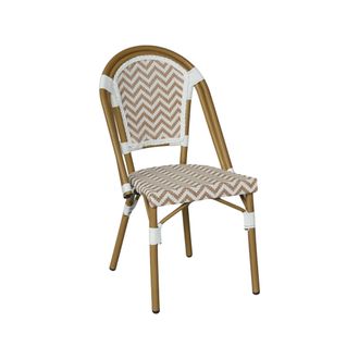 Mobili Rebecca Sillas De Jard&iacute;n Apilables Mobili Rebecca Cyperus 85x46x57 Aluminio Pvc, Pet Marr&oacute;n Blanco Cl&aacute;sico Set 2 Piezas