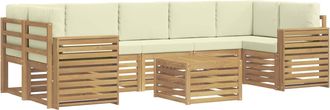 vidaXL Conjunto De Sof&aacute;s De Exterior 8 Uds. Blanco Y Crema Poli&eacute;ster Vidaxl