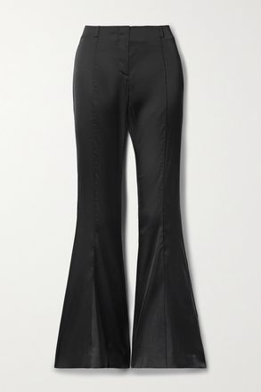 Acne Studios Pantaloni Svasati In Raso - Nero