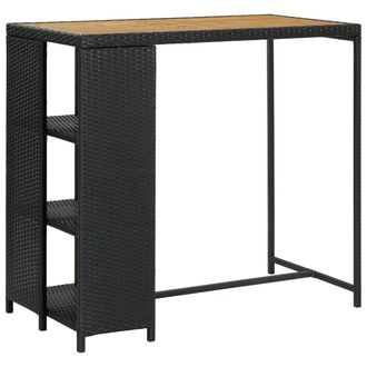 Berkfield Home Bar Table with Storage Rack Black 120x60x110 cm Poly Rattan | Size: 120 x 60 x 110 cm