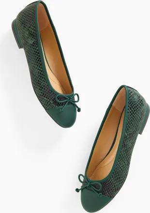 Talbots Madison Ballet Flats - Croc Embossed - Dark Pine Grove - 10 1/2 M Talbots