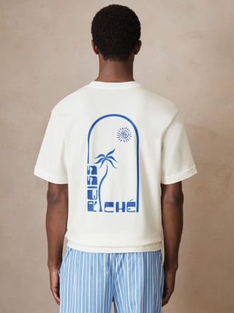 Reiss x Ch&eacute; White | Cotton Palm-print T-shirt, Xxl