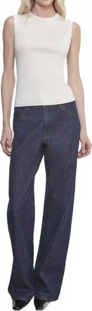 Enza Costa Relaxed Straight Leg Jean In Dark Rinse