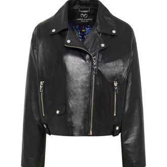 Carlo Colucci Oversize Biker Leren Jas - Dames - Leren en Su&egrave;de Jassen - Zwart - L - Leer - Jassen