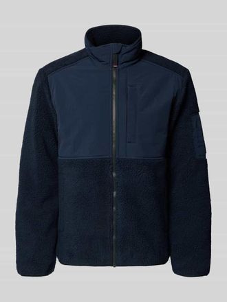 Tom Tailor Regular Fit Webpelzjacke mit Stehkragen in Dunkelblau, Gr&ouml;&szlig;e XL