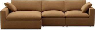 Castlery Modular Customized Wide Chaise Sectional Sofa with Machine Washable Covers and Feather-filled Cushions - Brown by Castlery