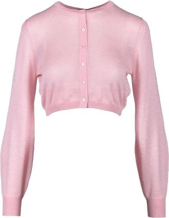 Wild Cashmere Cropped Pink Cardigan with Silk-Cashmere Blend
