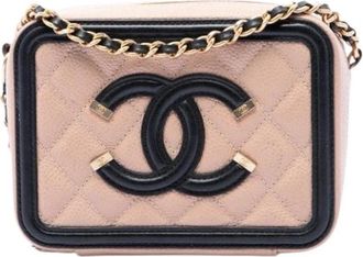 Chanel Pre-owned Filigree Crossbody Bag - Dames - Vintage Schoudertas - Beige - ONE Size - Leer - Vintage