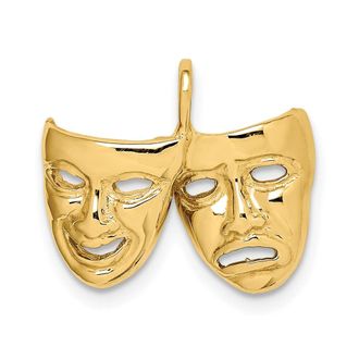Diamond2Deal 14k Yellow Gold Polished Comedy/Tragedy Theater Masks Pendant