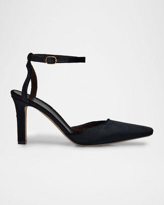 The Row Carla Velvet Ankle-Strap Pumps