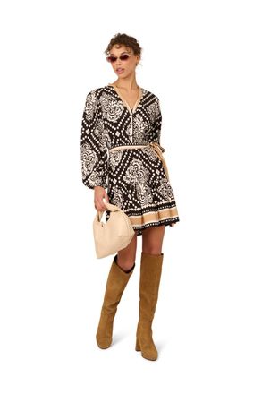 Adrianna Papell Womens Printed Short Dress - Black - Size 16 UK