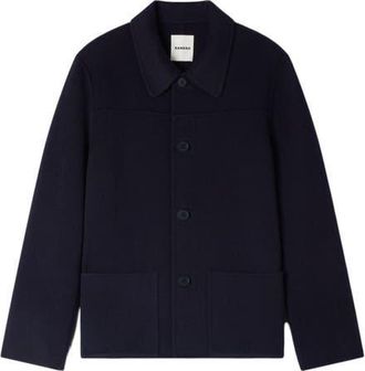 Sandro Wool jacket with regular collar in Navy Blue at Nordstrom, Size Xx-Large