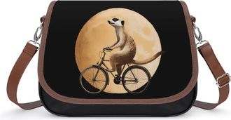 Generic Meerkat Riding Moon Small Womens Crossbody Bags Shoulder Handbag with Adjustable Strap for Travel