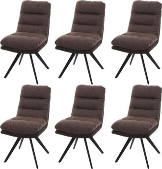 Hhg Nunca Usado] Juego De 6 Sillas De Comedor Hhg 847, Silla De Cocina Silla, Giratoria Auto-posici&oacute;n De Tela Mvg, Marr&oacute;n-marr&oacute;n Oscuro