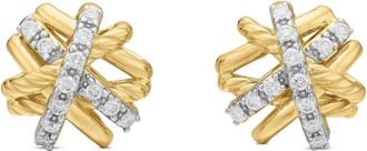 David Yurman Orecchini a bottone Crossover in oro giallo 18kt con diamanti (11m)