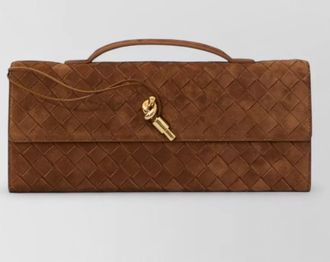 Bottega Veneta andiamo leather clutch bag