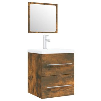 vidaXL Mueble De Ba&ntilde;o Con Lavabo Madera Contrachapada Roble Ahumado Vidaxl