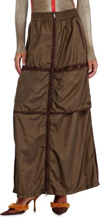 Diesel Windbreaker maxi skirt with front zip - Skirts - Woman - Brown