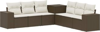 vidaXL Juego De Sof&aacute; 7 Uds. Marr&oacute;n Y Crema Blanca Vidaxl
