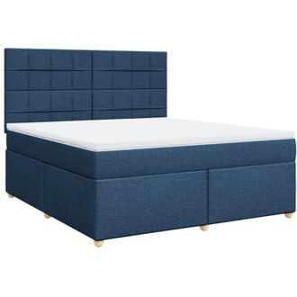 vidaXL Cama Box Spring Con Colch&oacute;n Tela Azul 180x200 Cm Vidaxl