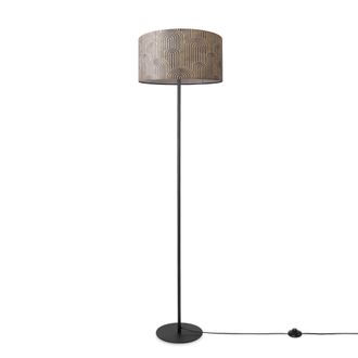Paco Home Paco Home - L&aacute;mpara Pie Sal&oacute;n Pantalla Tela L&aacute;mpara Pie Lectura Abstracta Vintage Dise&ntilde;o 9 (&oslash;38 Cm), L&aacute;mpara De Pie De Una Pata - Negro