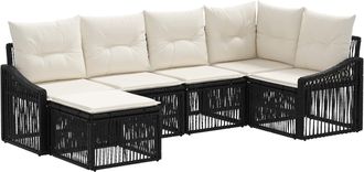vidaXL Conjunto De Sof&aacute;s De Jard&iacute;n 6 Uds. Negro Rat&aacute;n Sint&eacute;tico Vidaxl