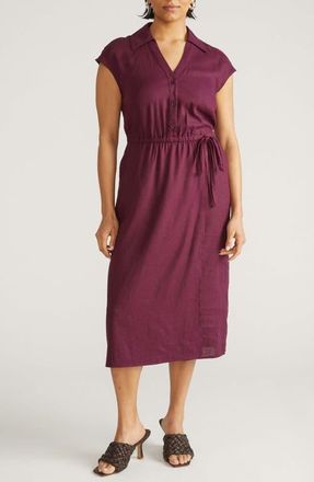 Universal Standard Laurel Linen Blend Shirtdress in Burgundy at Nordstrom, Size 4Xl