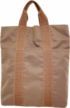 Herm&egrave;s Brown Canvas Tote Bag (Pre-Owned)