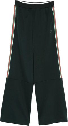 Gucci Broeken, Dames, Groen, M, Side Stripe Wide-Leg Trainingsbroeken